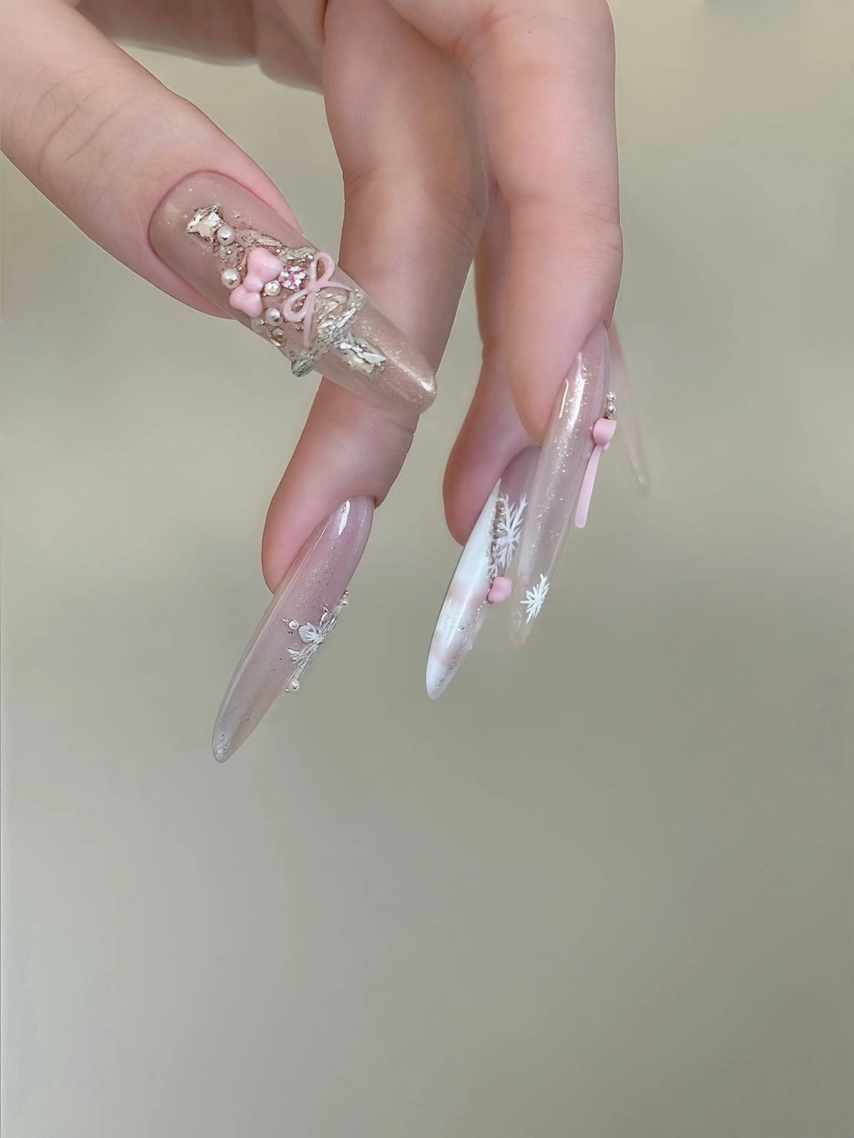 Blush Snowfall Glowi Nails